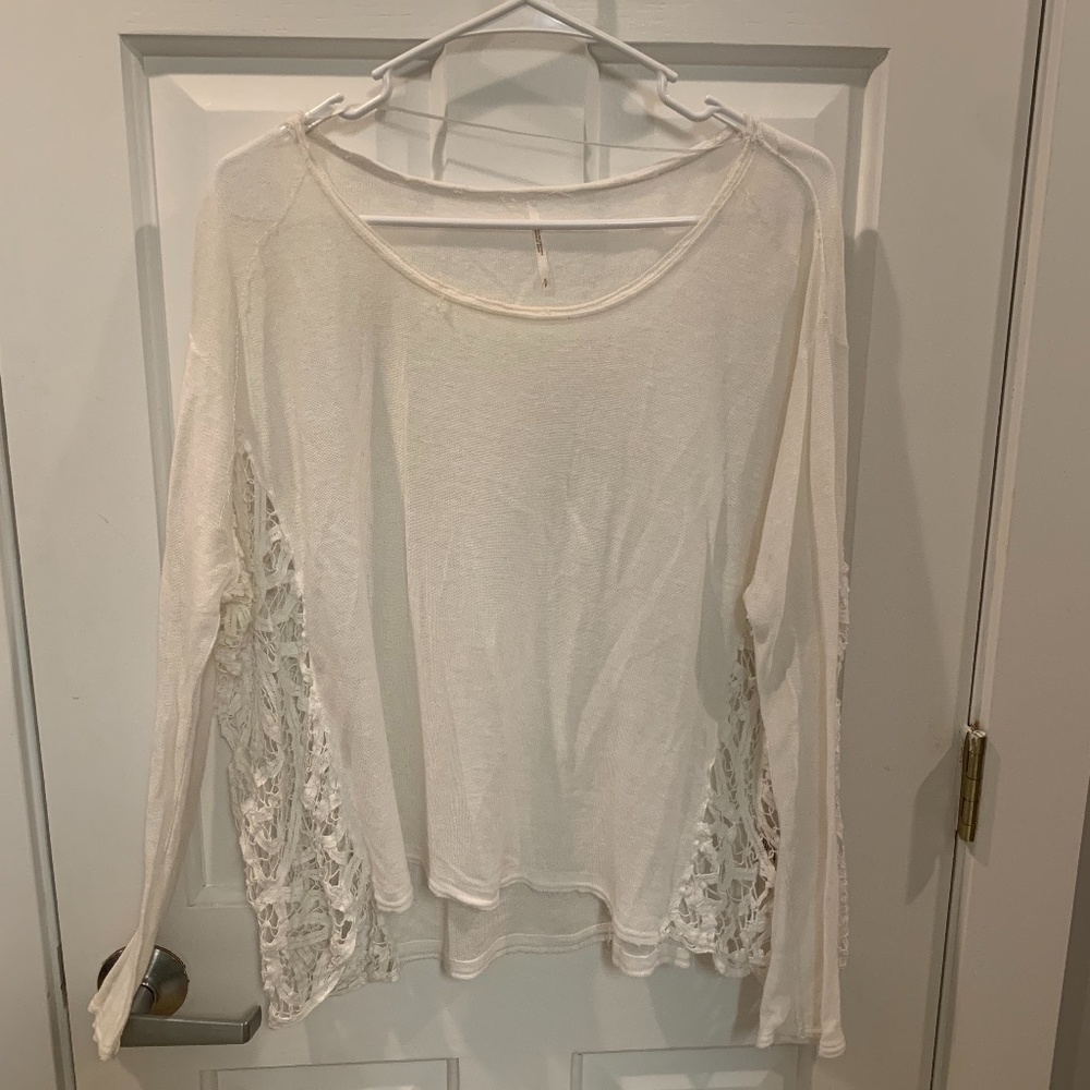 Free People Long Sleeve Lace Shirt Size Small